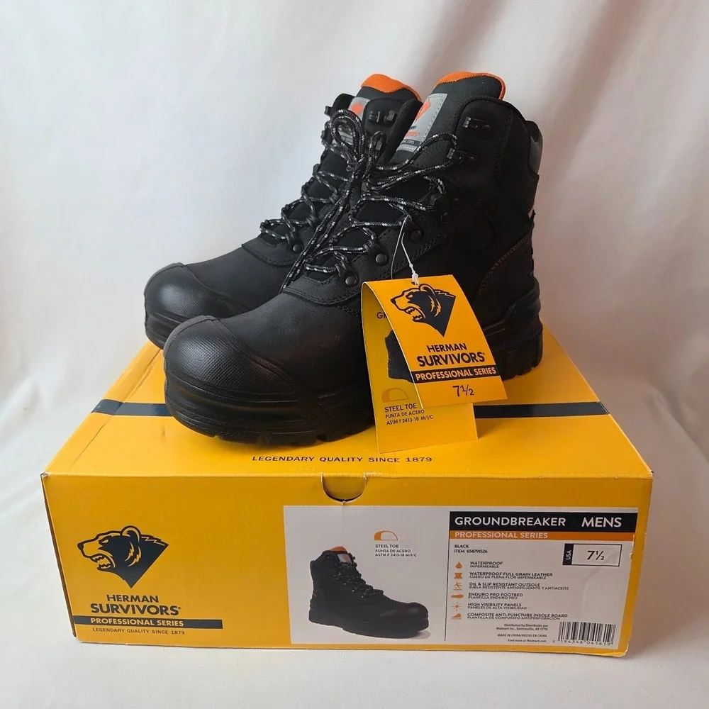 Herman Survivor Groundbreaker Mens Steel Toe‎ Leather Waterproof Work Boots 7.5